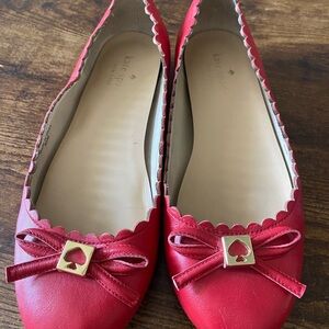 Kate Spade Red Flats with Bow Detail